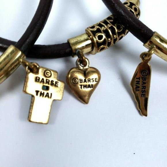 Barse Bangle Charm Bracelet Lot of 3 Cross Wing - Picture 6 of 9